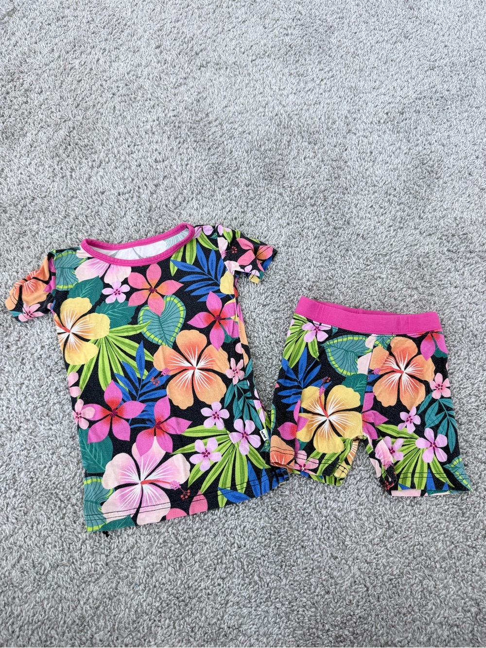 Little Sleepies Shorts and Short Sleeve Pajamas in Hawaiian Floral Print 2T